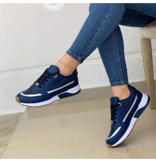 2024 large size cross lace-up flat round head color matching casual sneakers