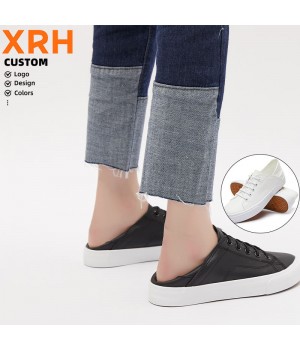 Wholesale New Solid Color Custom Logo White PU Slip On Low Top Unisex Walking Style Shoes For Women New Style